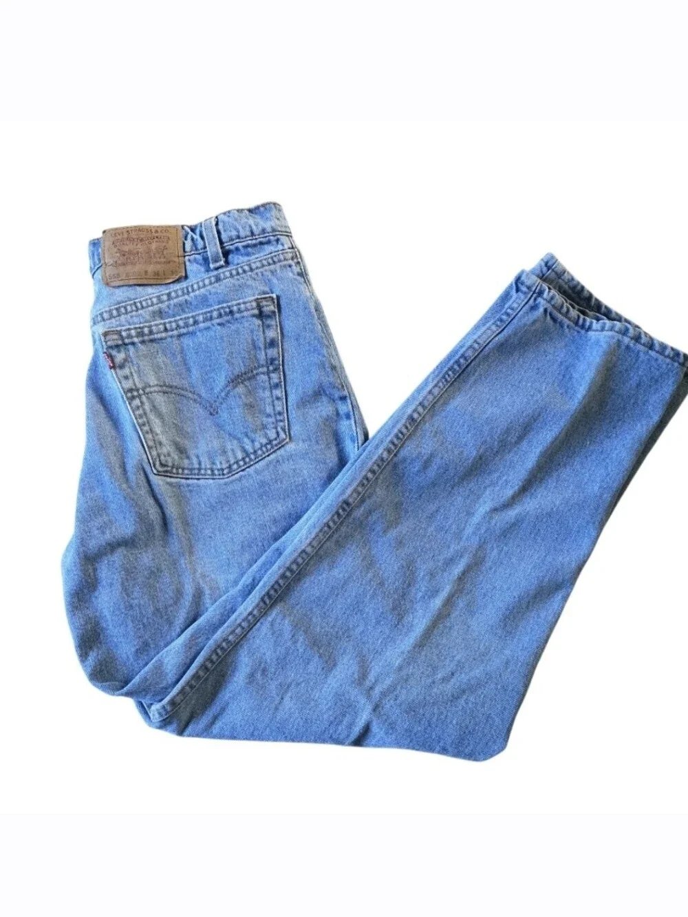 Vintage 1996 Levis 555 Men Blue Jeans Batwing Red Tab Made In The USA 36x30